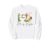 Él es Resucitado Cristiano Pascua Jesucristo Tumba Vacía Cruz Sudadera