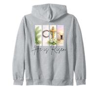 Él es Resucitado Cristiano Pascua Jesucristo Tumba Vacía Cruz Sudadera con Capucha