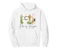 Él es Resucitado Cristiano Pascua Jesucristo Tumba Vacía Cruz Sudadera con Capucha