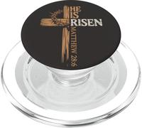 Él es Resucitado Cruz Jesús Pascua Cristiana Pascua Mateo 28 PopSockets PopGrip para MagSafe