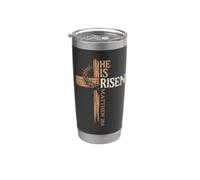 Él es Resucitado Cruz Jesús Pascua Cristiana Pascua Mateo 28 Vaso térmico de acero inoxidable de doble pared
