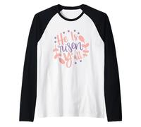 Él es Resucitado Todos Pascua Jesús Resurrección Domingo Cristiano Camiseta Manga Raglan