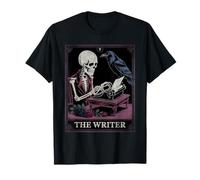 El Escritor Tarot Carta Gótico Esqueleto Cuervo Autor Literario Camiseta