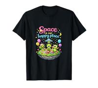 El Espacio es Nuestro Lugar Feliz Lindo OVNI Alien Picnic Juego de Palabras Camiseta