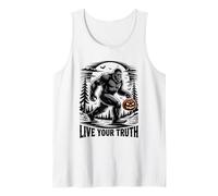El Espeluznante críptido de Halloween Bigfoot Vive tu Verdad inspirando Camiseta sin Mangas