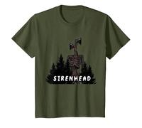 El Espeluznante Personaje de Terror Sirenhead Siren Head, ¿Tienes Miedo? Camiseta, Niños, Verde Oliva, 10 años