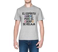 El Espíritu Quiere Pero El Cuerpo Se Relaja Grey Men's T-Shirt tee