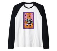 El Esqueleto de Calabaza de la Carta del Truco o del Tarot Camiseta Manga Raglan