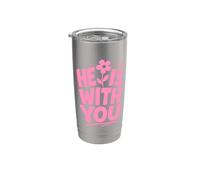 Él está contigo Christian Groovy Flower Faith Inspirational Vaso térmico de acero inoxidable de doble pared