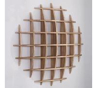 El Estante de exhibición de teteras de Madera Maciza Retro Tiene una casa de té Colgante de Pared China única, una casa de té Decorativa de Pared Redonda en la Sala de Estar del Restaurante.