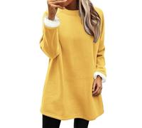 El Este Celebra Mejor Tops, Camisas de Manga Larga, Camisetas de gran tamaño, Cuello Redondo Sudadera Mujer Bajo 10, amarillo, M