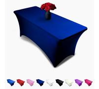 Mantel Rectangular de Lino y Elastano de 6 pies, Color Azul Marino - Mantel Ajustable para Mesa Plegable de 6 pies, manteles rectangulares para Banquetes de Boda