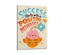 El éxito comienza con una mentalidad positiva, arte de pared, impresión con temática cerebral, póster inspirador, lienzo optimista, pintura decorativa, póster de pared e impresión artística de familia