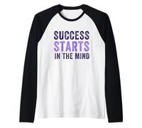El éxito Comienza en la Mente Cita de positividad Motivacional Camiseta Manga Raglan