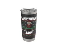 El favorito de Papá Noel SaraFunny Christmas Sara Nombre personalizado Vaso térmico de acero inoxidable de doble pared