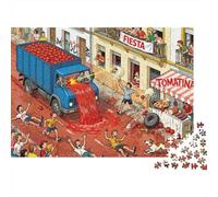 El Festival Español Tomate Street Slide Puzzle De Madera Impermeable DIY Puzzles De 1000 Piezas para Adultos Divertido Rompecabezas para Decoración del Hogar