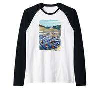 El Fuji de Kanaya Hokusai Vintage Retro Arte Japonés Camiseta Manga Raglan