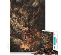 El furioso Ataque de un Antiguo dragón Rompecabezas de 1000 Piezas para Adultos Diversión Garantizada Corte láser Tiempo de relajación y Ejercicio Mental en casa (50x75cm)