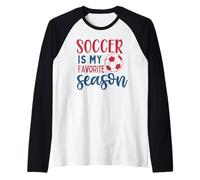 El fútbol es mi Temporada Favorita Motivación para fanáticos Fútbol Niños Chica Camiseta Manga Raglan