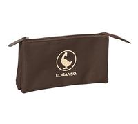 EL Ganso Basics Chocolate - Portatodo Triple, Estuche Infantil, Estuche Niño, Ideal para Niños en Edad Escolar, Cómodo y Versátil, Calidad y Resistencia, 22x3x12 cm