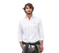El Ganso Camisa Lino Algodón Cuello Italiano Blanco