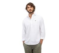 El Ganso Camisa Polera Algodón Lino Cuello Italiano Blanco