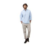 El Ganso Camisa Polera Algodón Lino Cuello Italiano Celeste