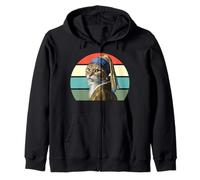 El Gato con un Pendiente de Perla, Divertido Arte de Gato con Parodia de Vermeer Sudadera con Capucha