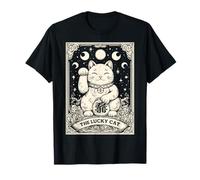 El Gato de la Suerte Maneki Neko Tarot japonés Luna Bruja Camiseta