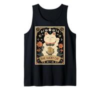 El Gato de la Suerte Maneki Neko Tarot japonés Luna Bruja Camiseta sin Mangas