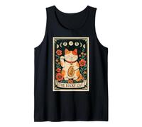 El Gato de la Suerte Maneki Neko Tarot japonés Luna Bruja Camiseta sin Mangas