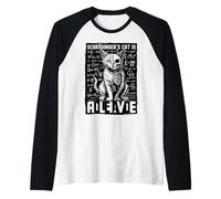 El Gato de Schrodingers está Vivo Muerto Física cuántica Camiseta Manga Raglan