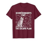 El Gato de Schrödinger, el Plan de Escape, Divertido Profesor de Ciencias Camiseta, Hombre, Granate, 3XL