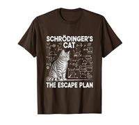 El Gato de Schrödinger, el Plan de Escape, Divertido Profesor de Ciencias Camiseta, Hombre, Marrón, 3XL