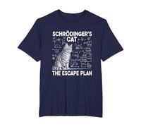 El Gato de Schrödinger, el Plan de Escape, Divertido Profesor de Ciencias Camiseta, Hombre Tallas Grandes, Azul Marino, 3X Alto