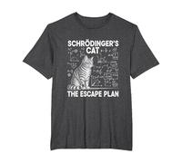 El Gato de Schrödinger, el Plan de Escape, Divertido Profesor de Ciencias Camiseta, Hombre Tallas Grandes, Jaspeado Oscuro, 2X Alto