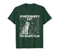 El Gato de Schrödinger, el Plan de Escape, Divertido Profesor de Ciencias Camiseta, Hombre, Verde Bosque, M
