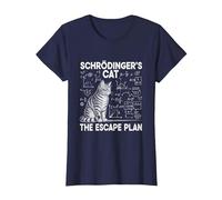 El Gato de Schrödinger, el Plan de Escape, Divertido Profesor de Ciencias Camiseta, Mujer, Azul Marino, 3XL