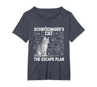 El Gato de Schrödinger, el Plan de Escape, Divertido Profesor de Ciencias Camiseta, Mujer Tallas Grandes, Azul Jaspeado, 3XL Grande