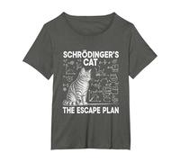 El Gato de Schrödinger, el Plan de Escape, Divertido Profesor de Ciencias Camiseta, Mujer Tallas Grandes, Asfalto, 4XL Grande