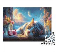 El Gato descansa en la Ventana al Amanecer Puzzle 1000 Piezas - Adultos, Regalo, Juego Familiar, Mascotas Rompecabezas, Decoración del Hogar 38x26cm/1000pcs