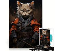 El Gato El Guerrero, Rompecabezas de 1000 Piezas para Adolescentes, Juguete de lógica Fuerte, Mente Relajada, Bordes claros, Sorpresa de cumpleaños 38x26cm