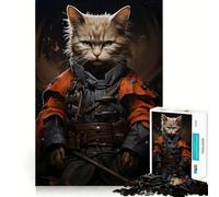 El Gato El Guerrero, Rompecabezas de 1000 Piezas para Adolescentes, Juguete para Ejercicio Mental, Tiempo de Enlace, Pieza de Colección de Arte con Corte de Precisión 38x52cm
