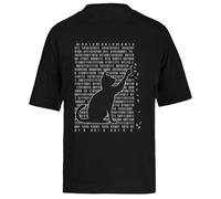 El Gato Está Jugando con Código Binario Camiseta Extragrande Holgada Negra Unisex Unisex Black tee Baggy Oversized T-Shirt