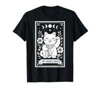 El Gato japonés Maneki Neko Tarjeta del Tarot de la Suerte Luna Bruja Camiseta
