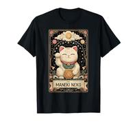 El Gato japonés Maneki Neko Tarjeta del Tarot de la Suerte Luna Bruja Camiseta