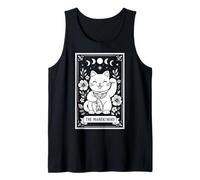 El Gato japonés Maneki Neko Tarjeta del Tarot de la Suerte Luna Bruja Camiseta sin Mangas