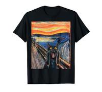 El Gato Negro Grito de Munch Edvard Pintura Famosa Divertida Camiseta