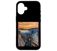 El Gato Negro Grito de Munch Edvard Pintura Famosa Divertida Carcasa para iPhone 16