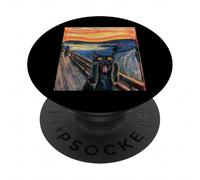 El Gato Negro Grito de Munch Edvard Pintura Famosa Divertida PopSockets PopGrip Adhesivo